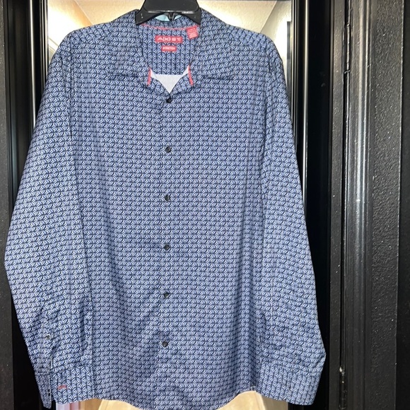 (EUC) NICE MENS BLUE PATERN DRESS SHIRT SZ XL - Picture 3 of 3